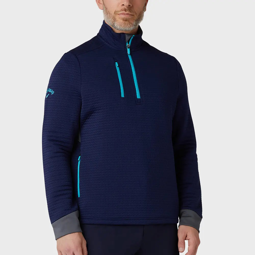 Callaway Mens Midweight Textured 1 4 Zip Golf Fleece CGKFD038 Peac Just Golf Online