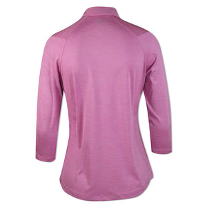 Callaway Ladies 3/4 Sleeve Micro-Stripe Polo - CGKFB0K1 - Pink Sunset