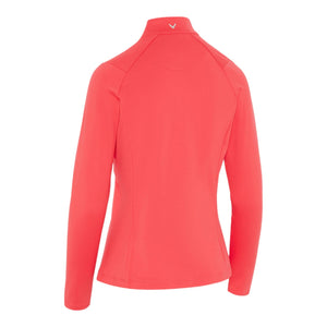 Callaway Ladies Thermal Long Sleeve Fleece Back Jersey Polo Shirt - CGKFC077 - Coral Paradise