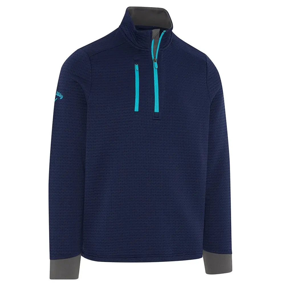 Callaway Mens Midweight Textured 1/4 Zip Golf Fleece - CGKFD038 - Peacoat/Scuba Blue