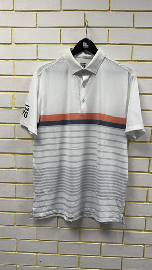 2025 Sub70 Tour Classic Polo Stripe #5 White/ Orange Stripe