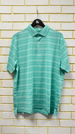 2025 Sub70 Tour Classic Polo Stripe #9 Turquoise/ White Stripe + FREE SUB70 GOLF CAP🚨