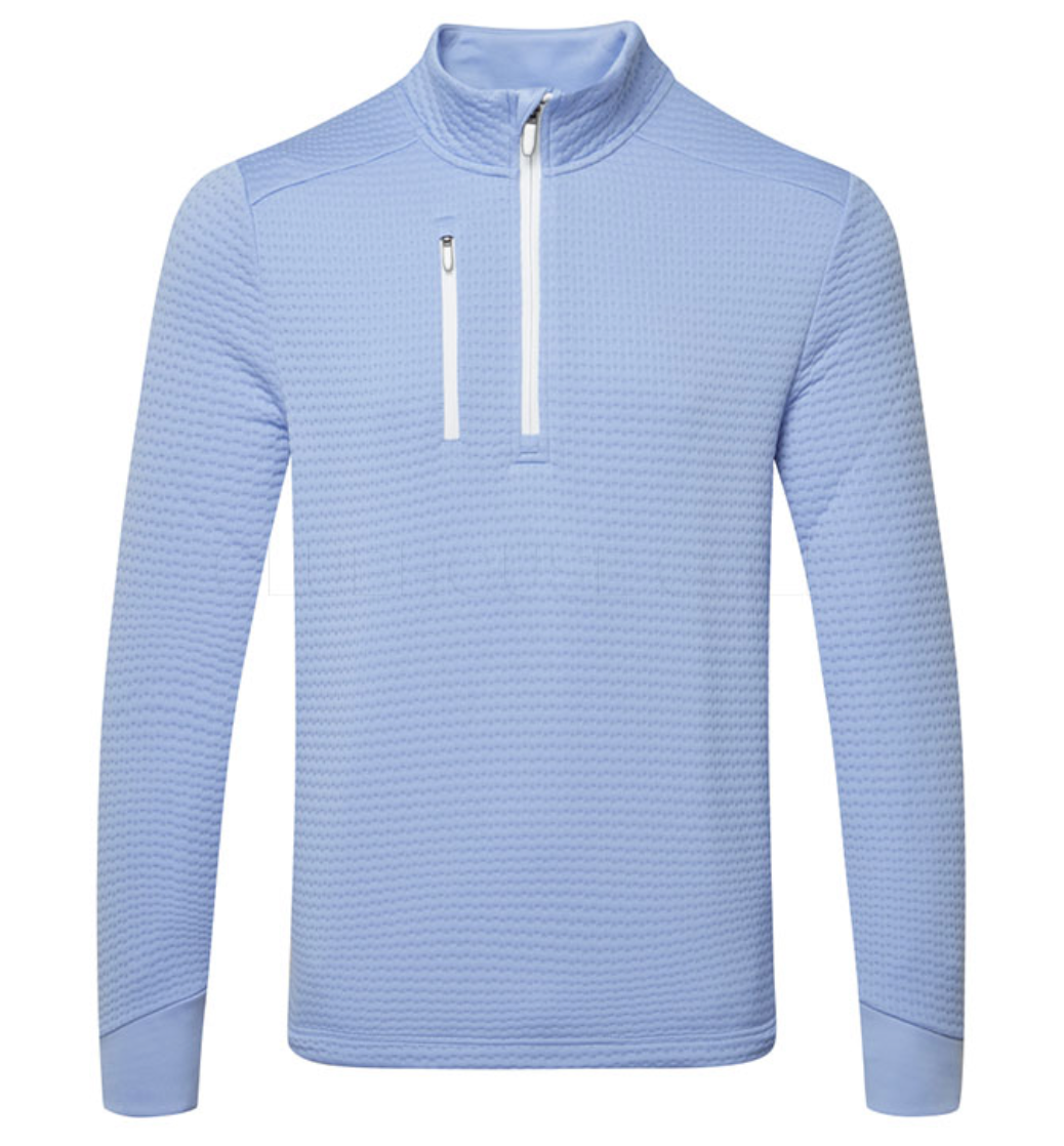 Callaway Mens Midweight Textured 1/4 Zip Golf Fleece - CGKFD038 - Chambray/White(452)