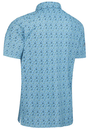 Callaway Mens All Over Drinks Novelty Print Polo Shirt - Blue Grotto - CGKSD092