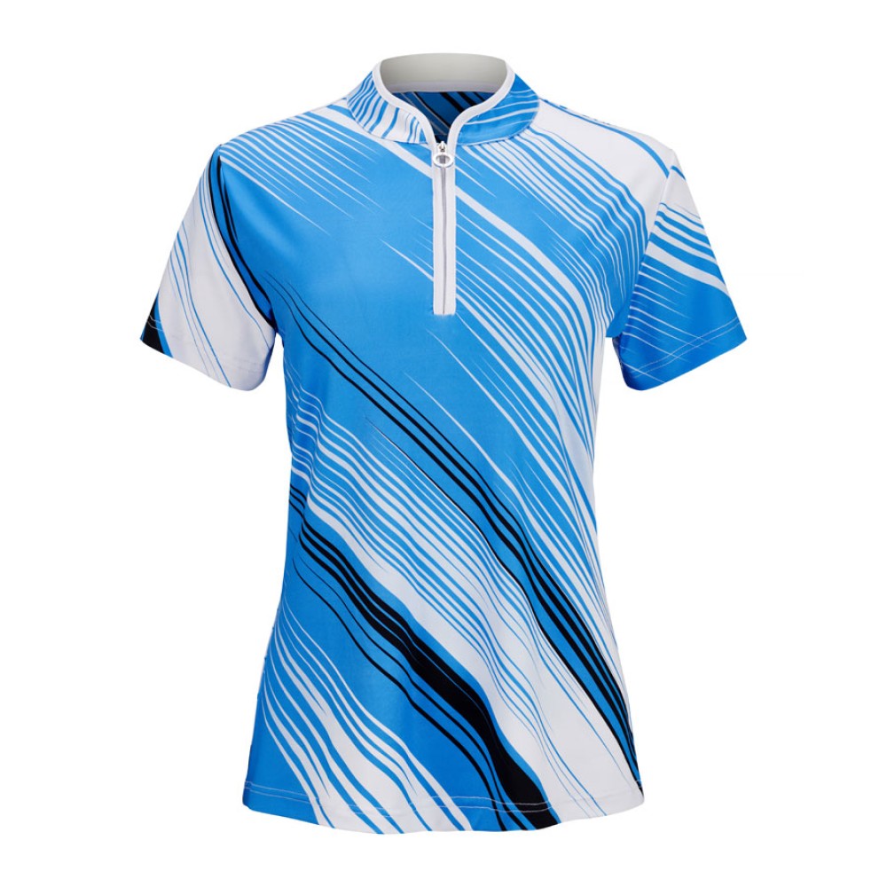 JRB Women's Golf Fashion Shirt - Azure Blue Stripe - Sleeved or Sleeveless