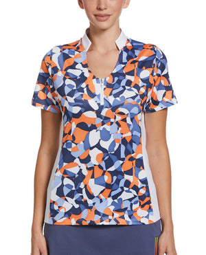 Callaway Ladies Abstract Floral Polo - Blue Indigo -CGKSD019