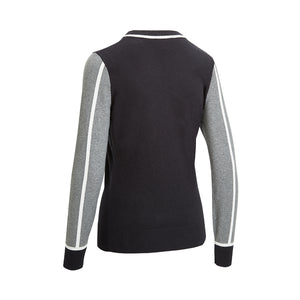 Callaway Ladies Cotton Rich Colour Block Crew Neck Sweater - Caviar - CGGFB078