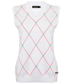 Island Green IGLKNT1689 V Neck Sleeveless Argyle Slipover