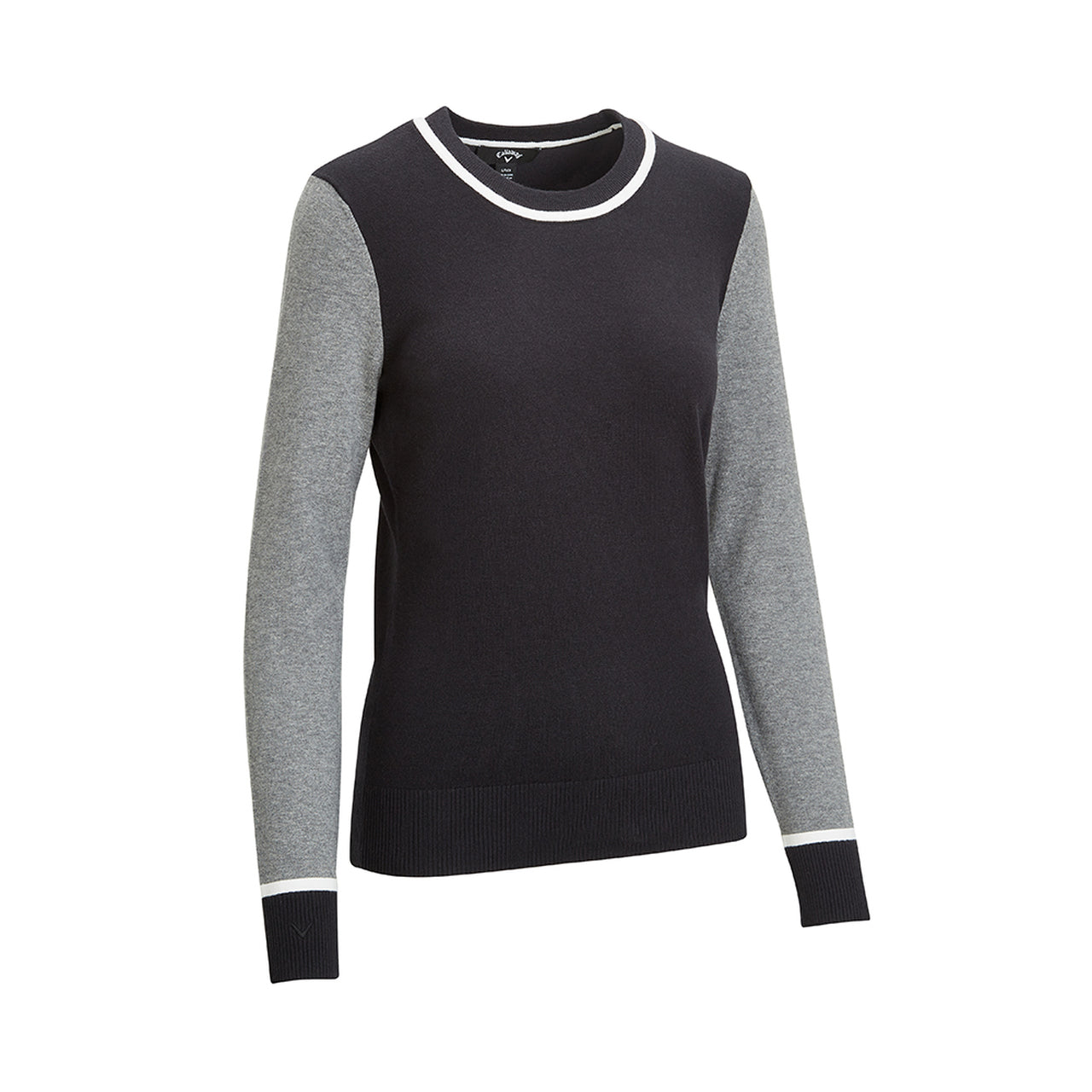 Callaway Ladies Cotton Rich Colour Block Crew Neck Sweater - Caviar - CGGFB078