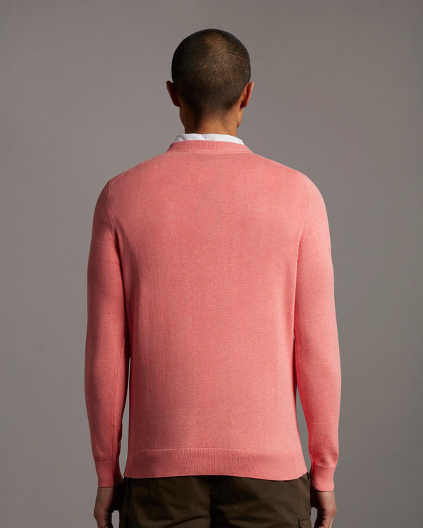 Lyle & Scott Knitwear | Mens Cotton Crew Neck Jumper - Punch Pink Marl  (24373)