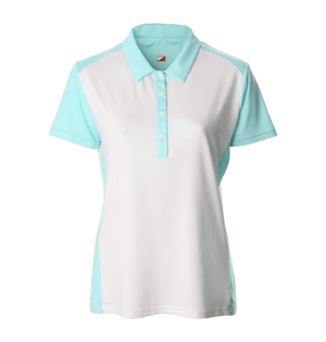 JRB Ladies 2022 Collection Golf Polo - White / Aqua