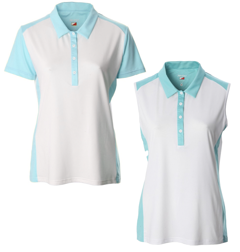 JRB Ladies 2022 Collection Golf Polo - White / Aqua